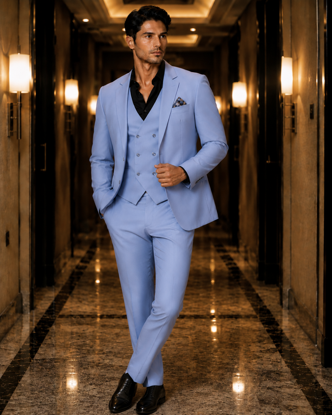 (Pastel Blue) Solids 3-Piece Suit