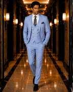 (Pastel Blue) Solids 3-Piece Suit