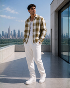 (Peanut Brown) Reversible 3D Textured Check Shirt