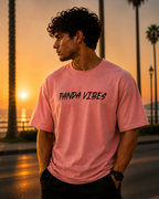 (Pink) Swagger Panda Avtar Front-Back Graphic Oversized Tee