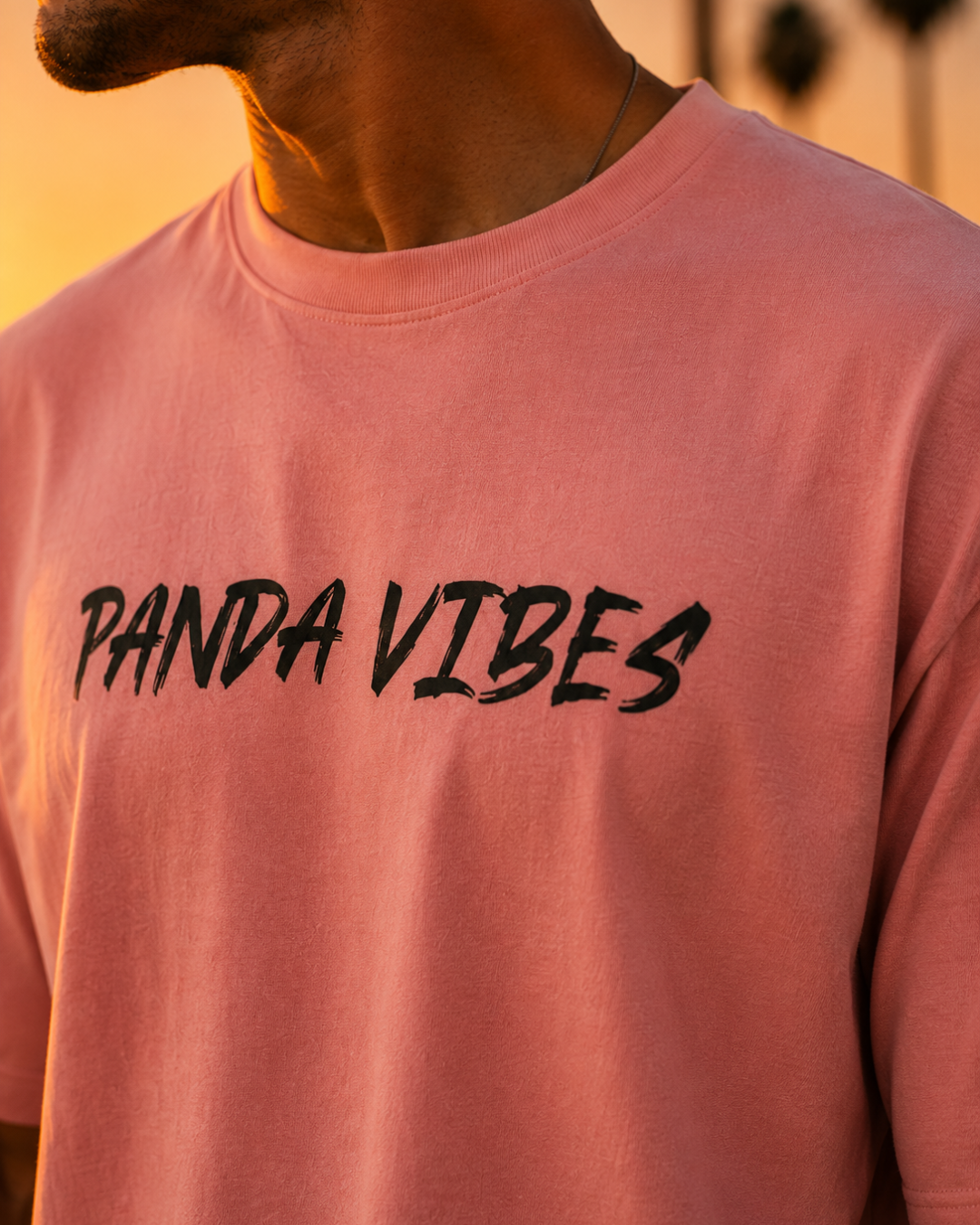 (Pink) Swagger Panda Avtar Front-Back Graphic Oversized Tee