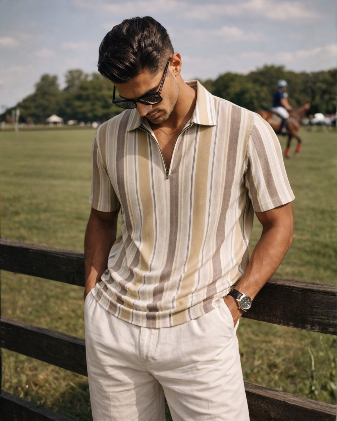 (Purple-White) Zipper Tee