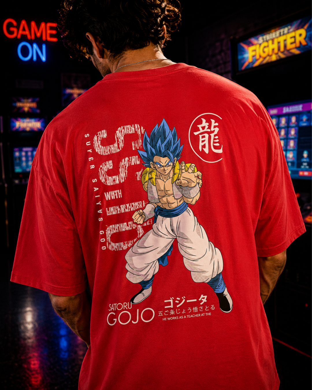(Red) Anime Front-Back Graphic Oversized Tee