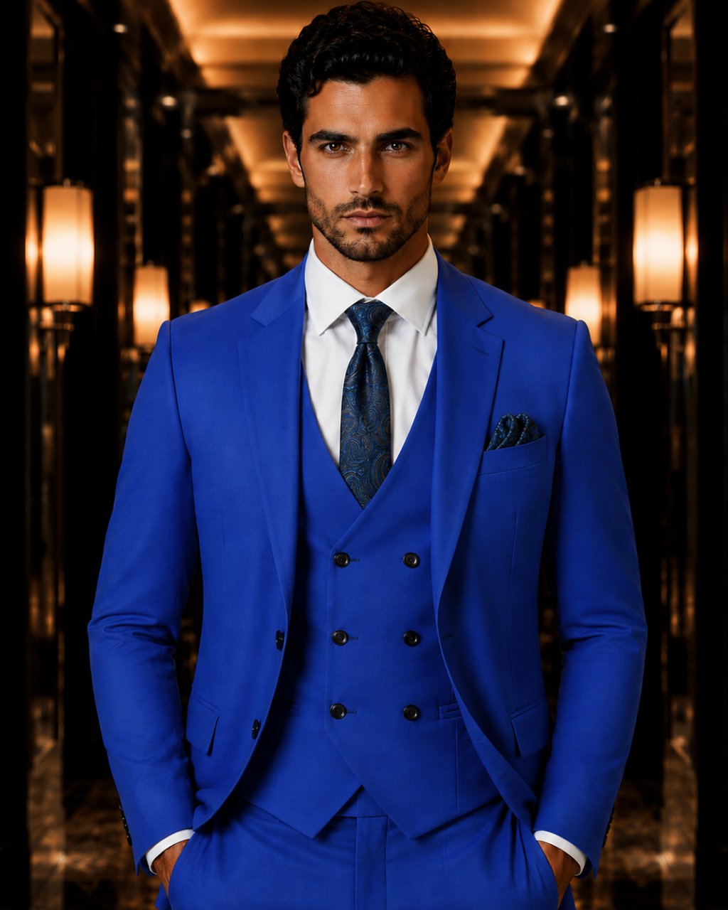 (Royal Blue) Solids 3-Piece Suit