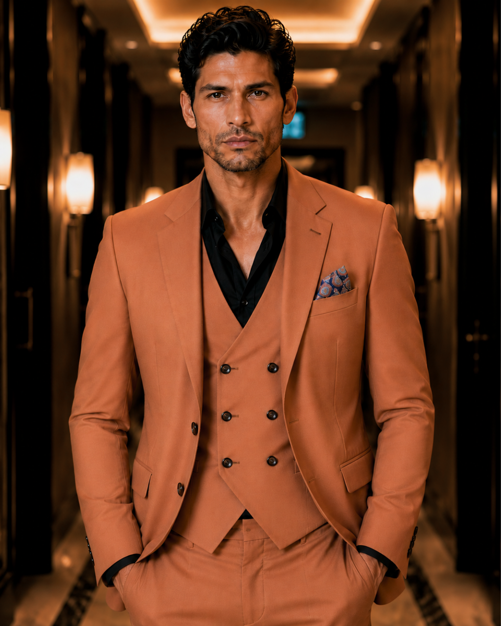 (Rust Brown) Solids 3-Piece Suit