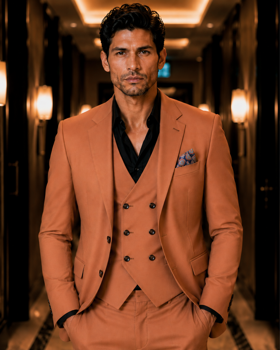 (Rust Brown) Solids 3-Piece Suit