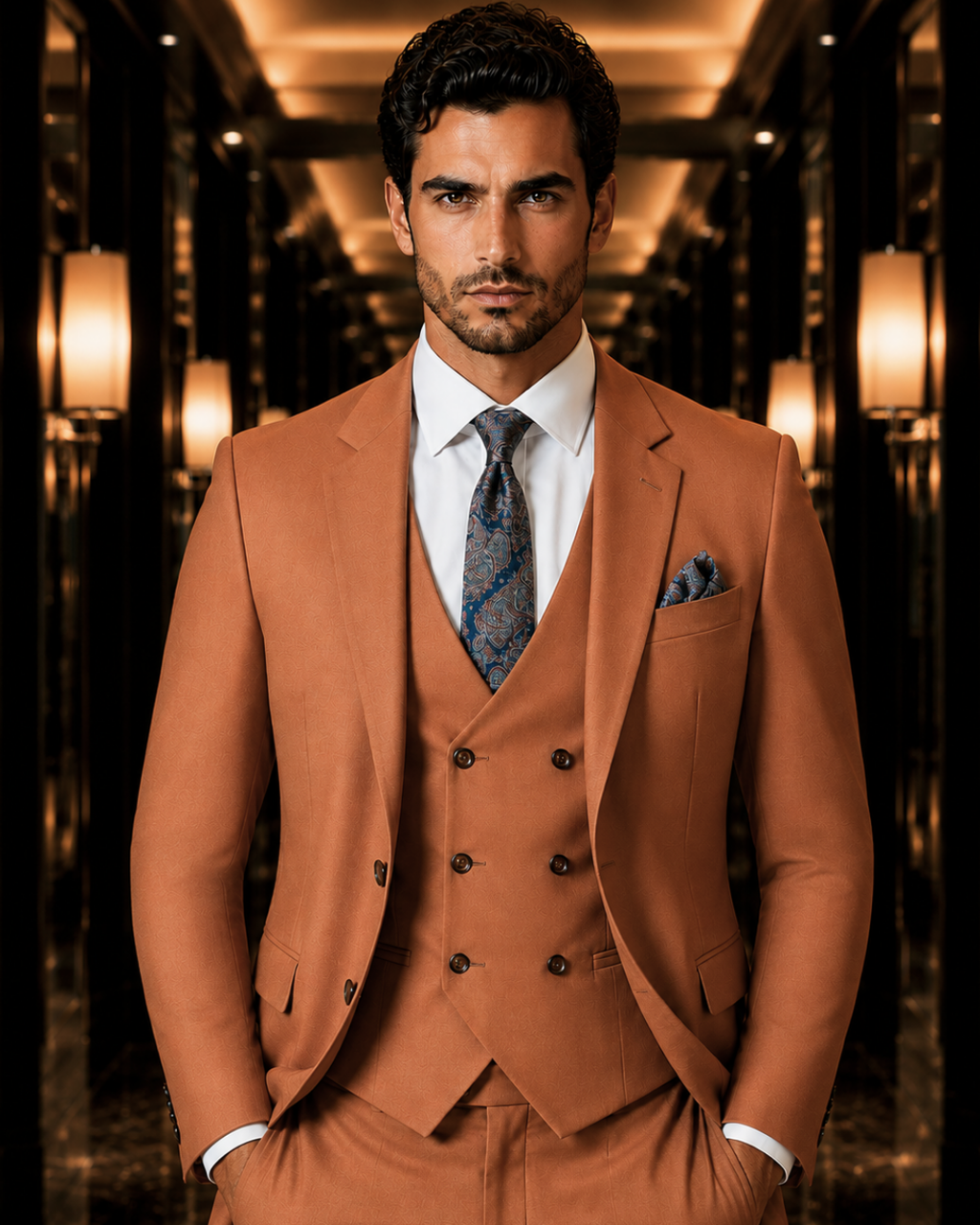 (Rust Brown) Solids 3-Piece Suit