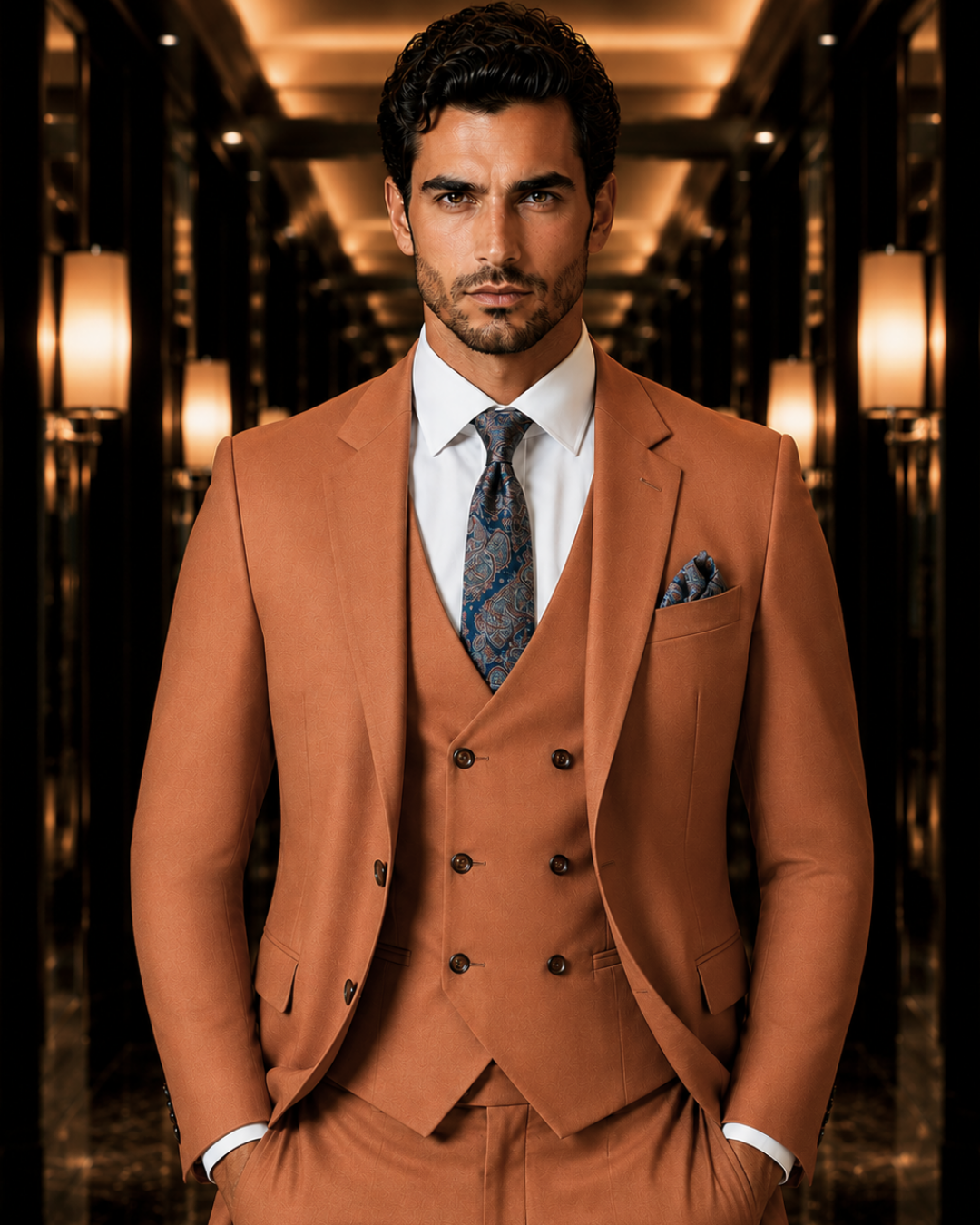 (Rust Brown) Solids 3-Piece Suit