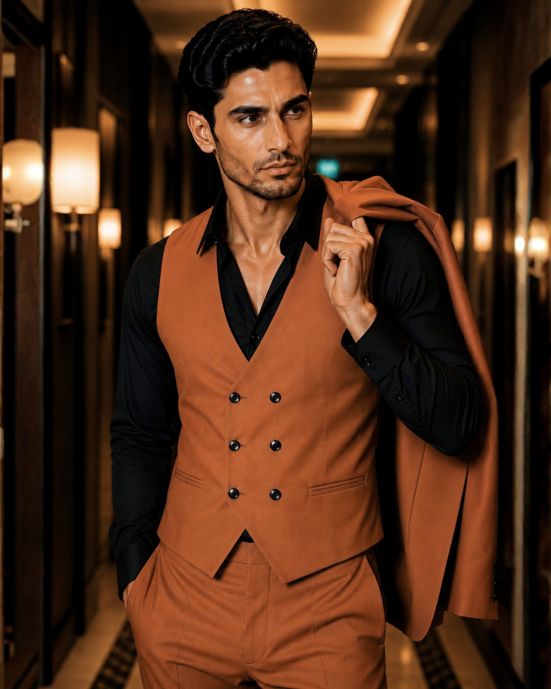 (Rust Brown) Solids 3-Piece Suit