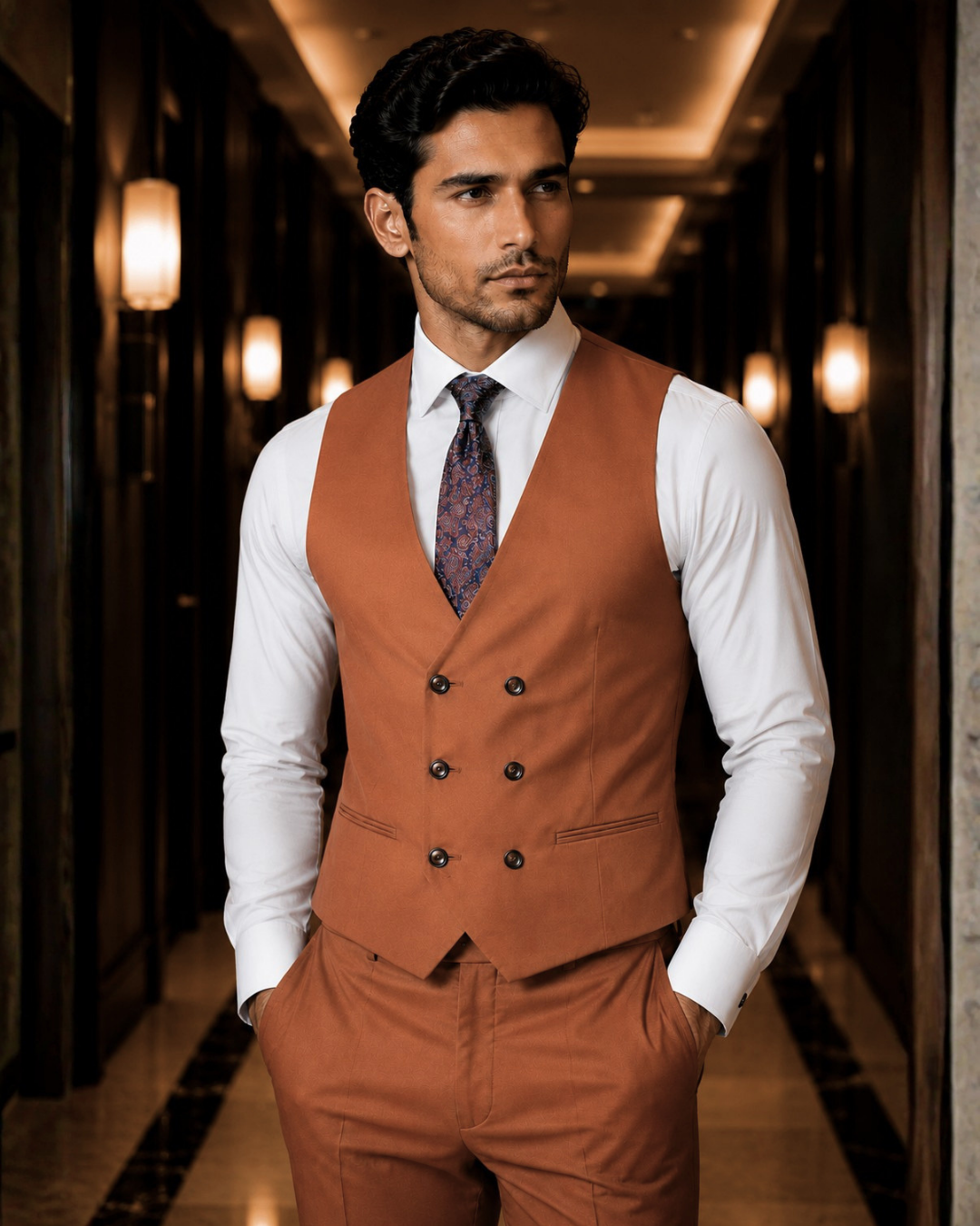 (Rust Brown) Solids 3-Piece Suit