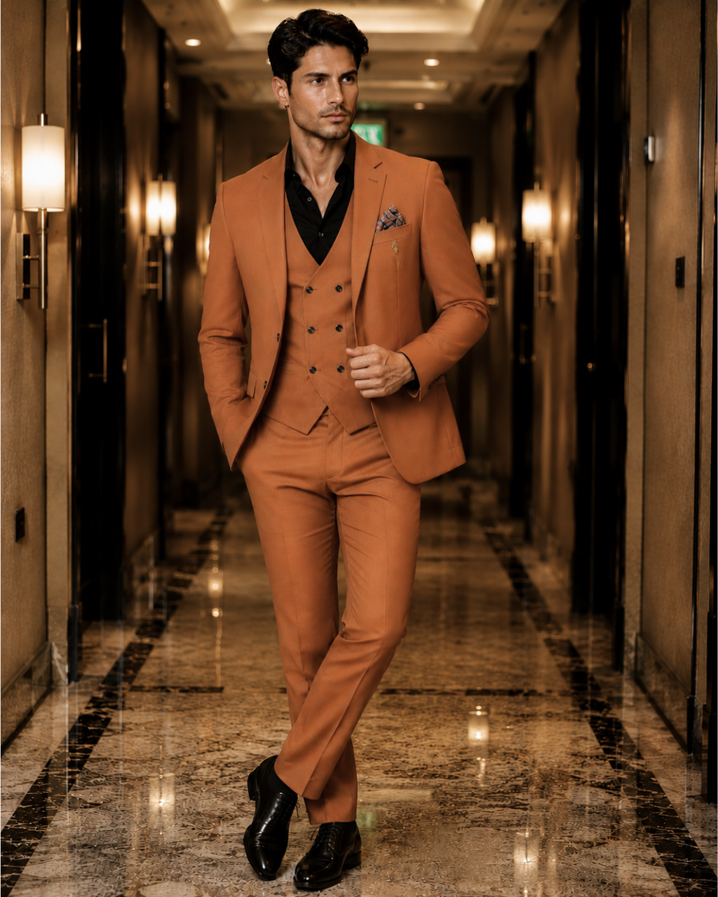 (Rust Brown) Solids 3-Piece Suit