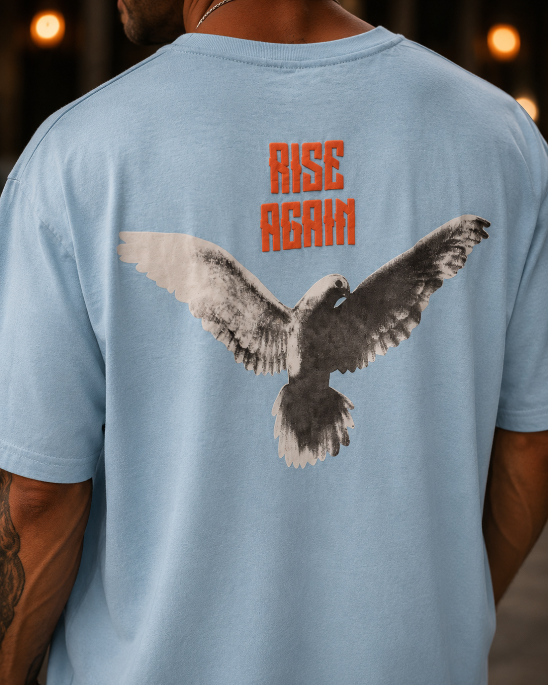 (Sky Blue) Freedom Bird Front-Back Graphic Oversized Tee