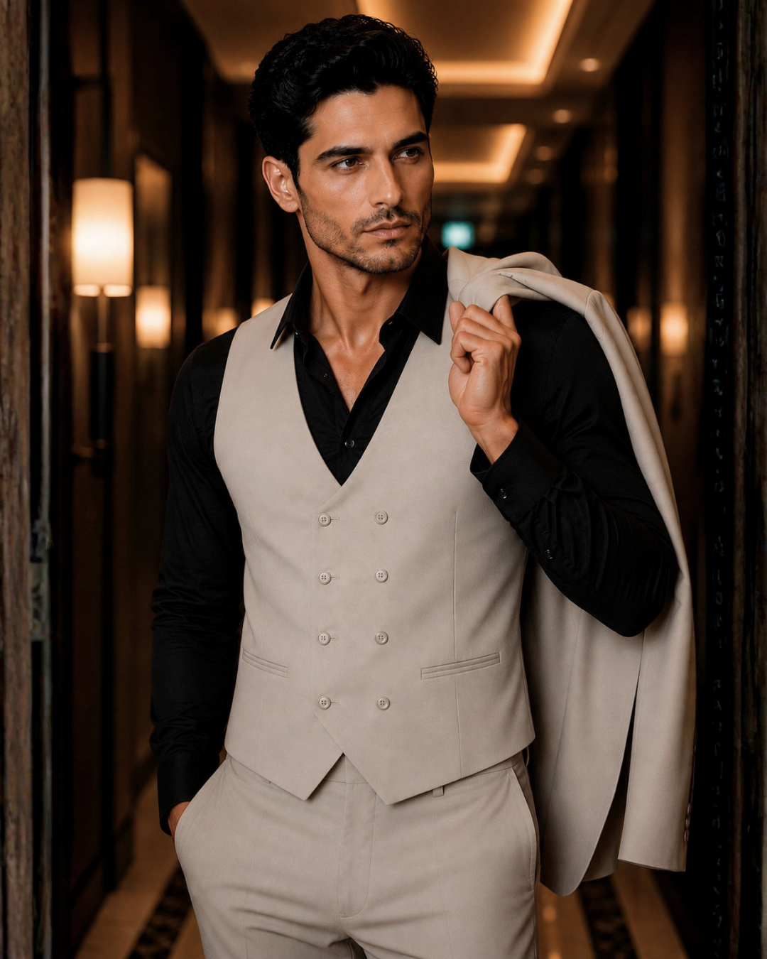 (Stone Grey) Solids 3-Piece Suit