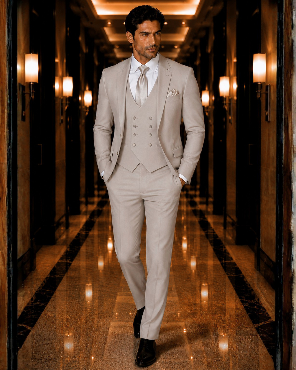 (Stone Grey) Solids 3-Piece Suit