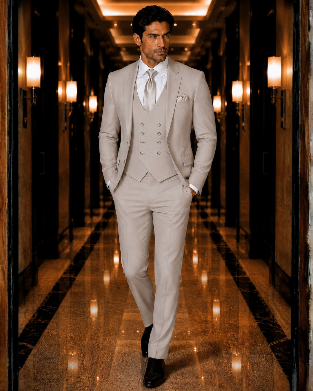 (Stone Grey) Solids 3-Piece Suit
