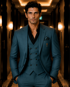 (Teal Blue) Solids 3-Piece Suit