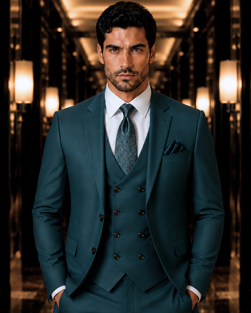 (Teal Blue) Solids 3-Piece Suit