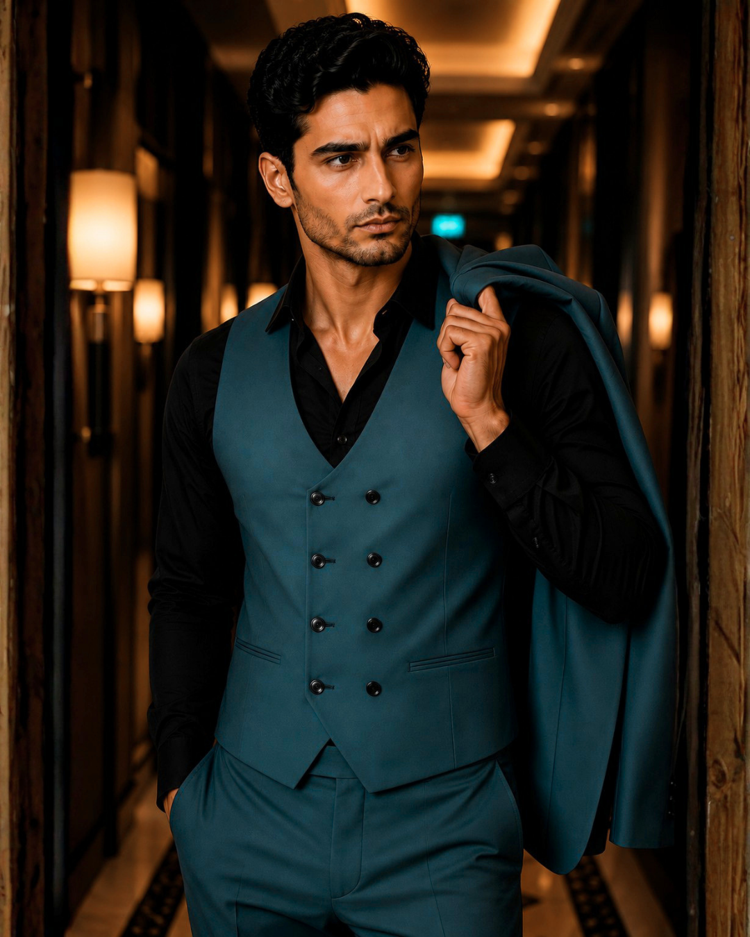 (Teal Blue) Solids 3-Piece Suit
