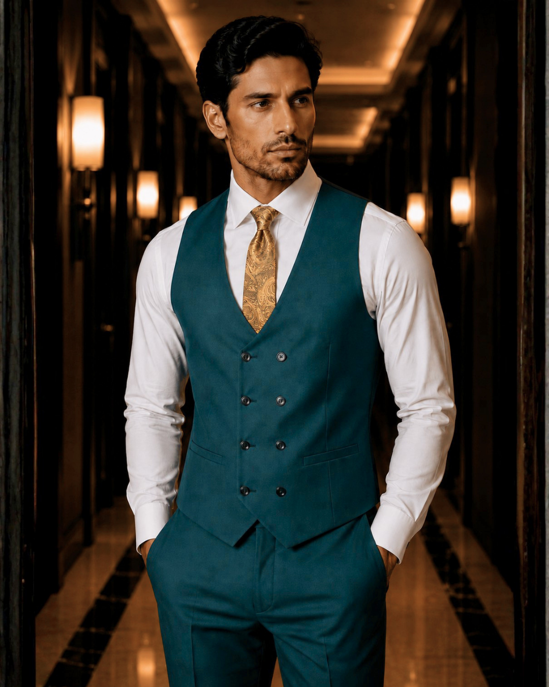 (Teal Blue) Solids 3-Piece Suit