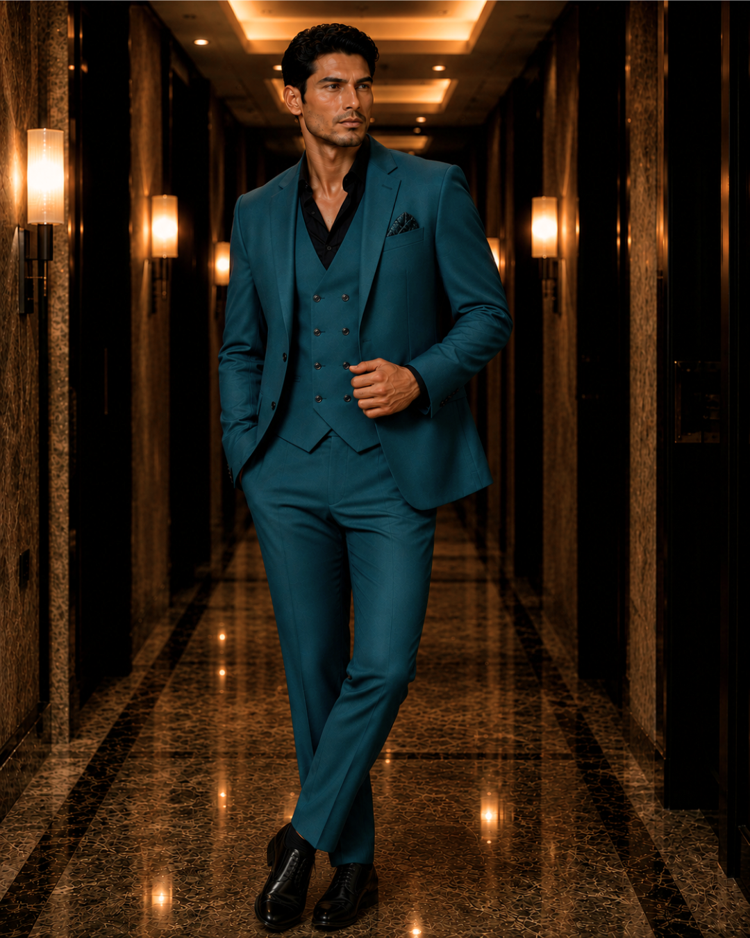 (Teal Blue) Solids 3-Piece Suit