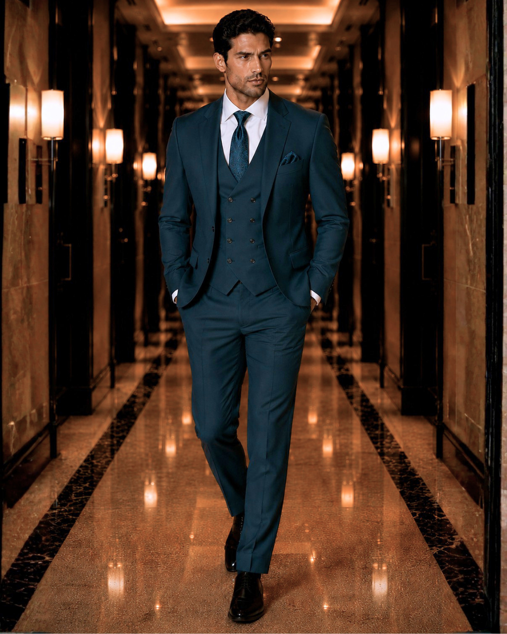 (Teal Blue) Solids 3-Piece Suit