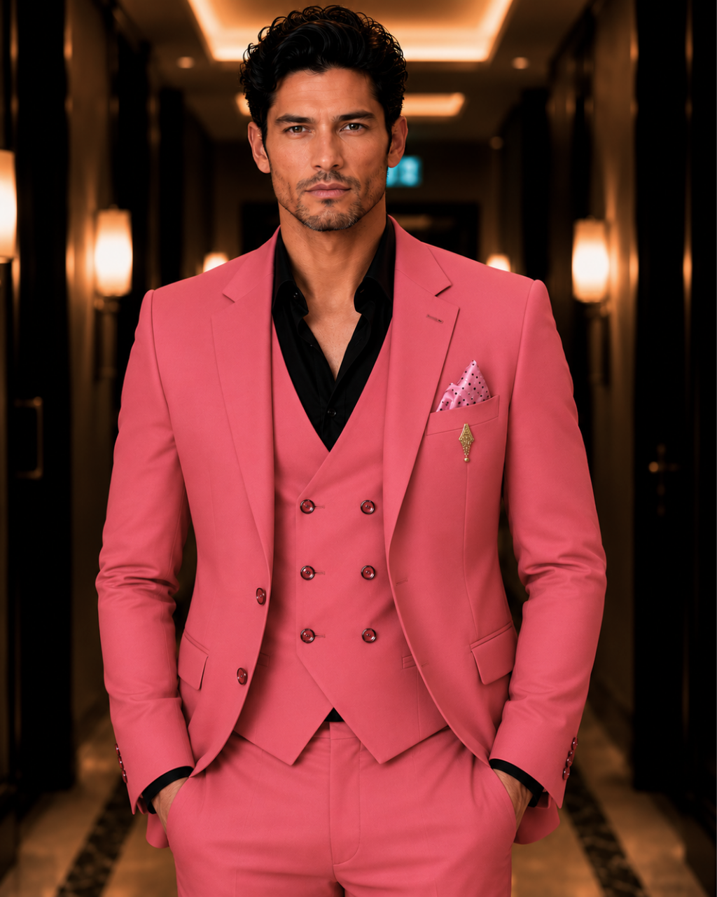 (Watermelon Pink) Solids 3-Piece Suit