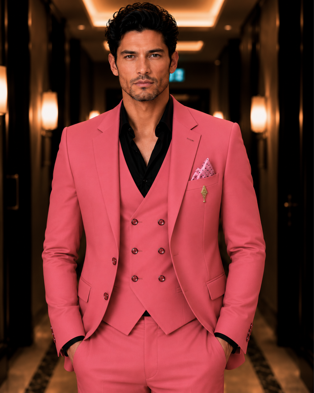 (Watermelon Pink) Solids 3-Piece Suit