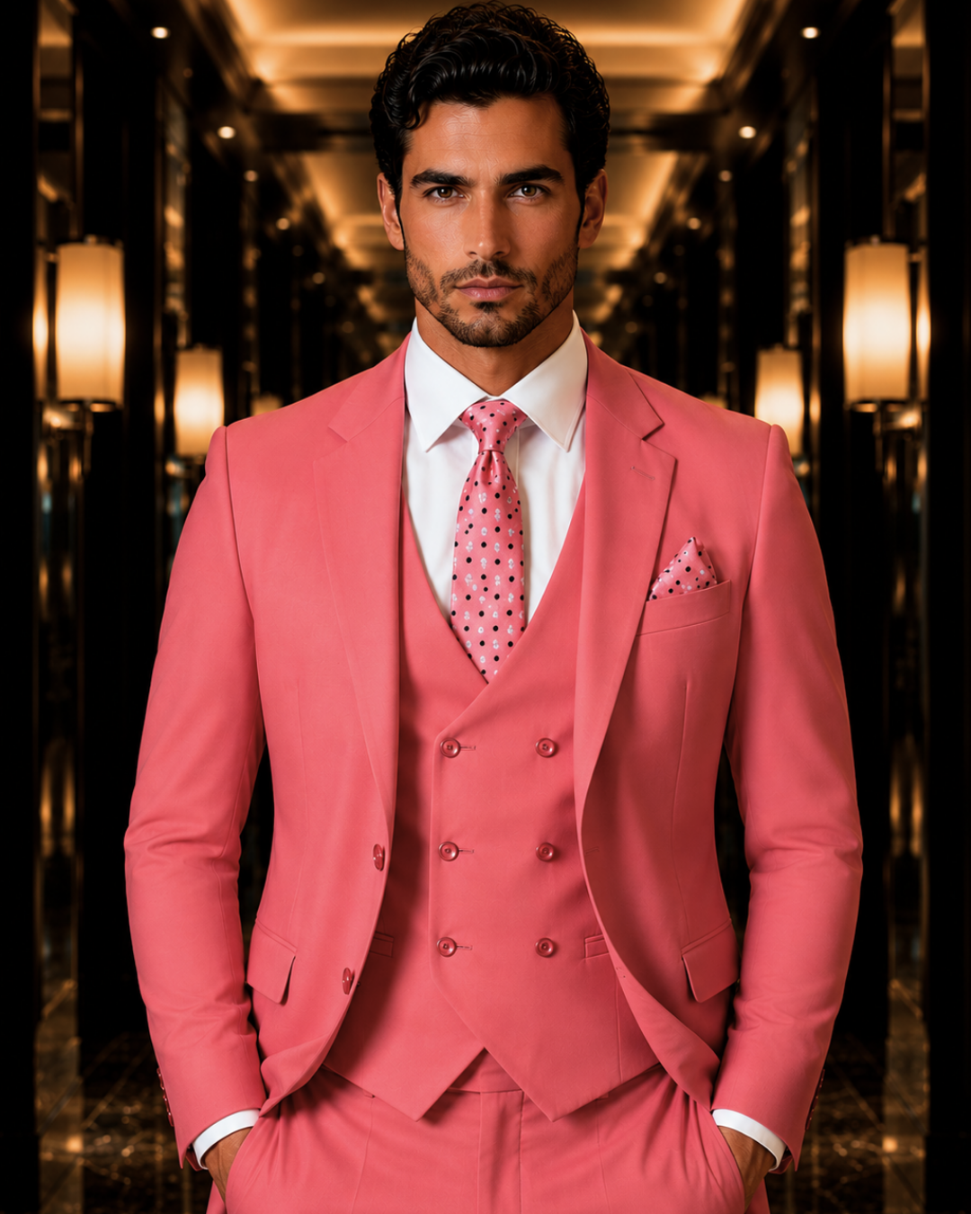 (Watermelon Pink) Solids 3-Piece Suit