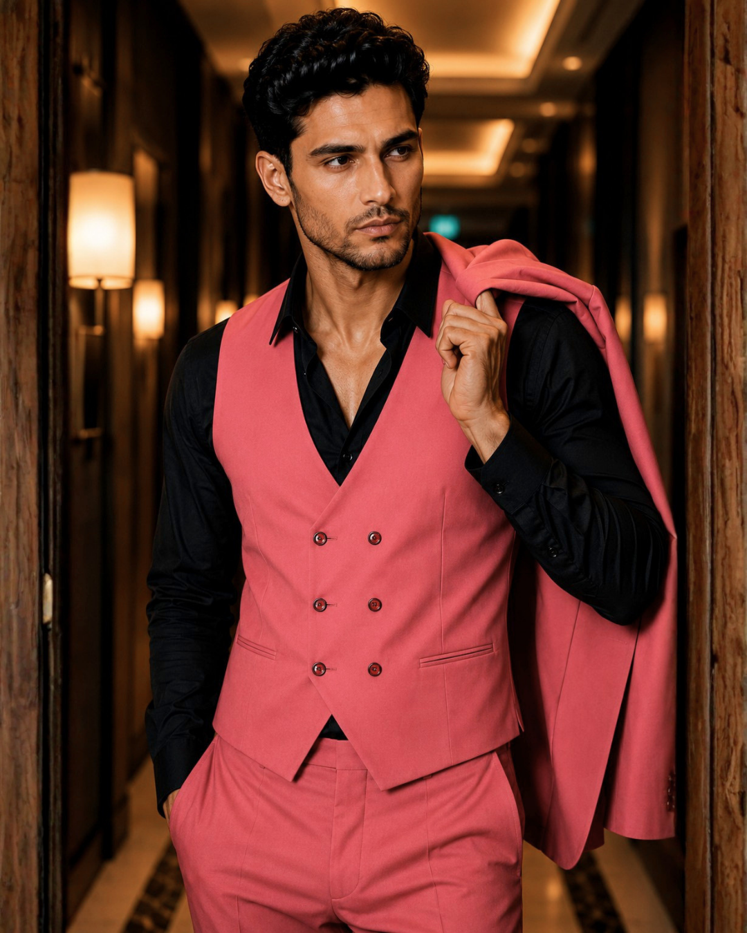 (Watermelon Pink) Solids 3-Piece Suit