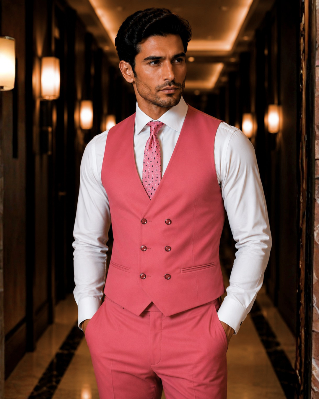 (Watermelon Pink) Solids 3-Piece Suit