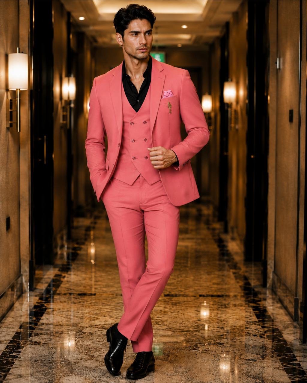 (Watermelon Pink) Solids 3-Piece Suit