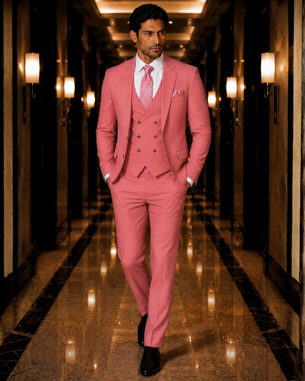(Watermelon Pink) Solids 3-Piece Suit