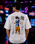 (White) Anime Front-Back Graphic Oversized Tee