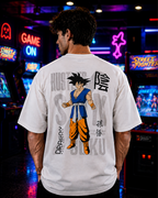 (White) Anime Front-Back Graphic Oversized Tee