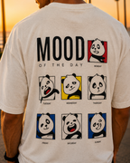 (White) Moody Panda Avtar Front-Back Graphic Oversized Tee
