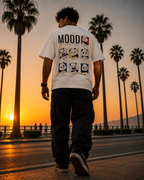 (White) Moody Panda Avtar Front-Back Graphic Oversized Tee