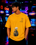 (Yellow) Anime Front-Back Graphic Oversized Tee