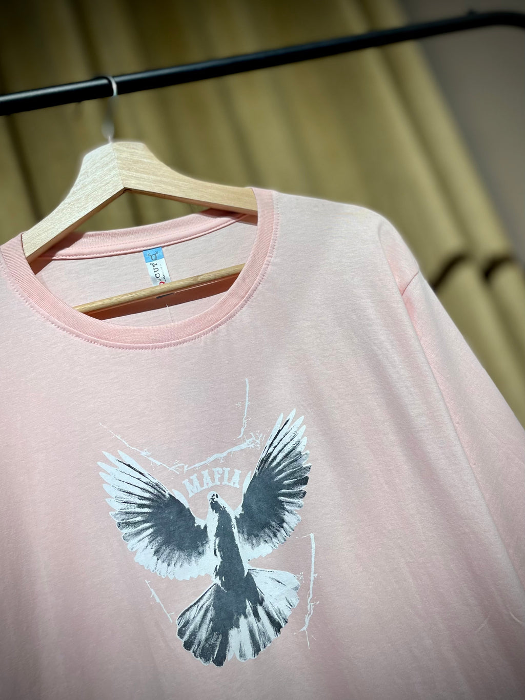 (Baby Pink) Freedom Bird Front-Back Graphic Oversized Tee