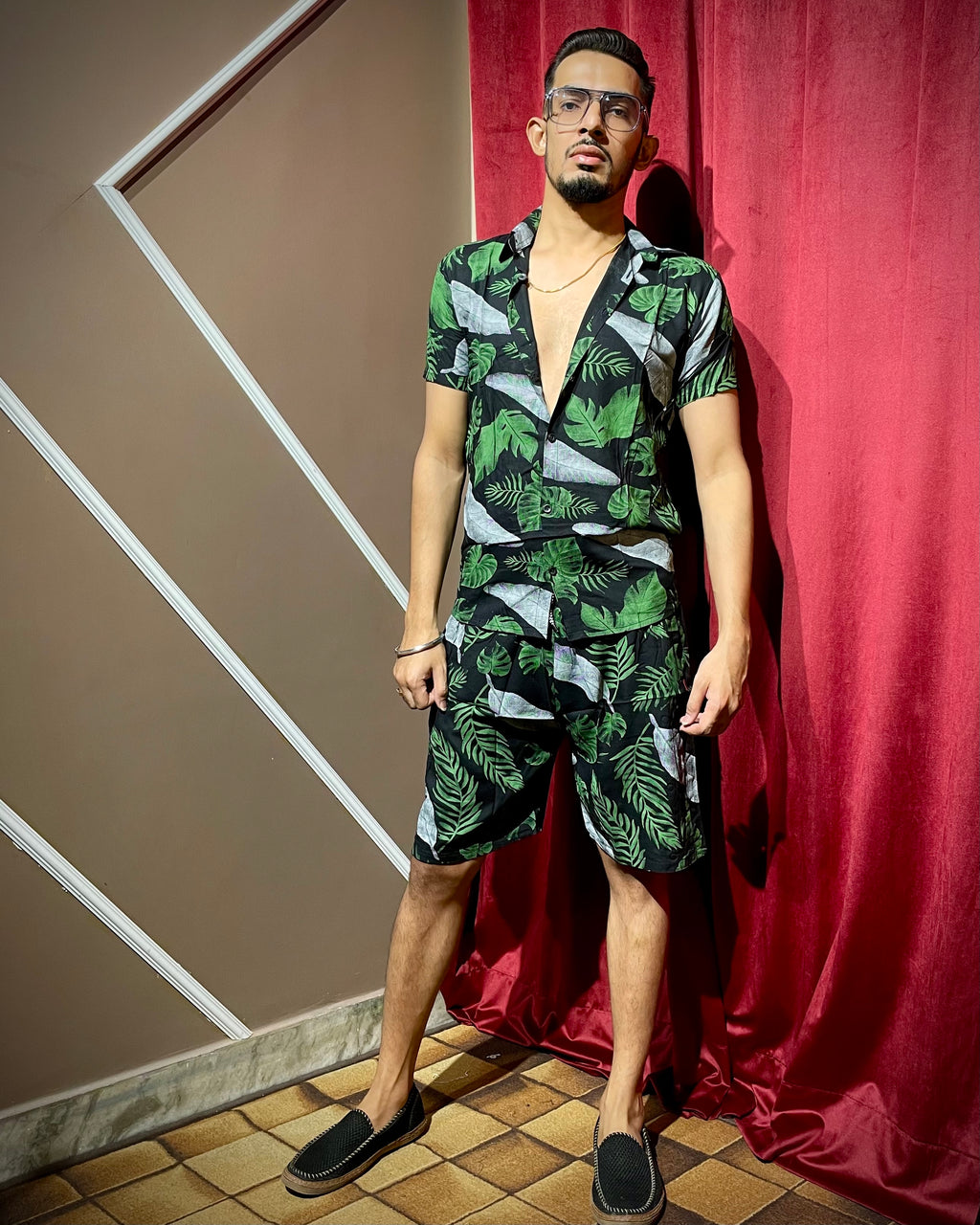 (Black) Leafy Printed Co-ord Set