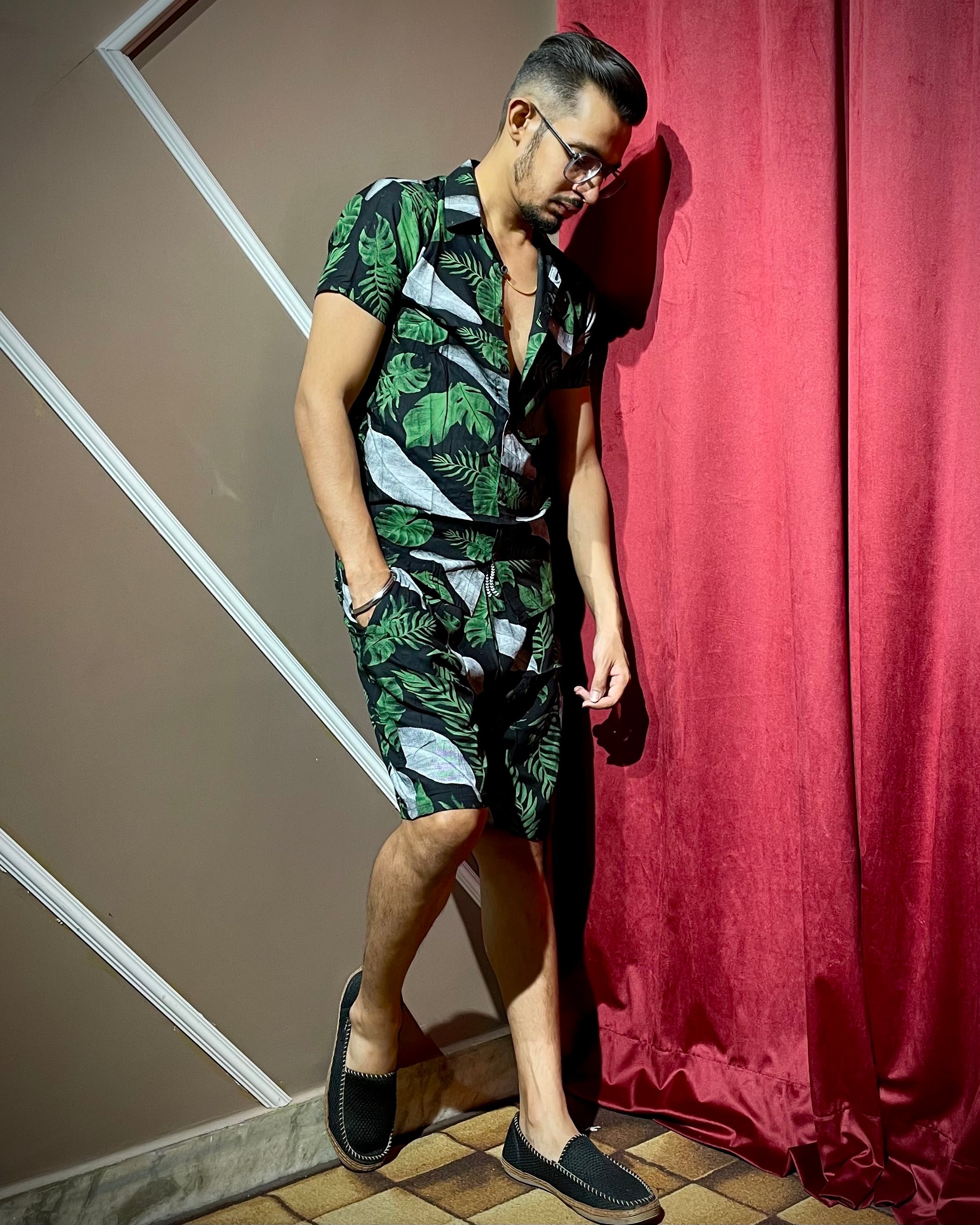 (Black) Leafy Printed Co-ord Set