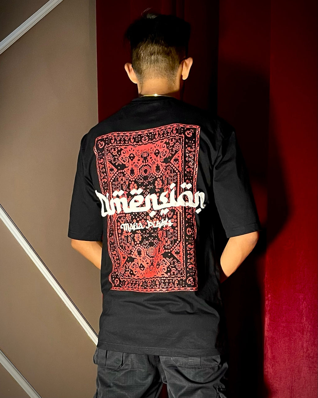 (Black) Dimension Graphic 3D Print Oversized Tee