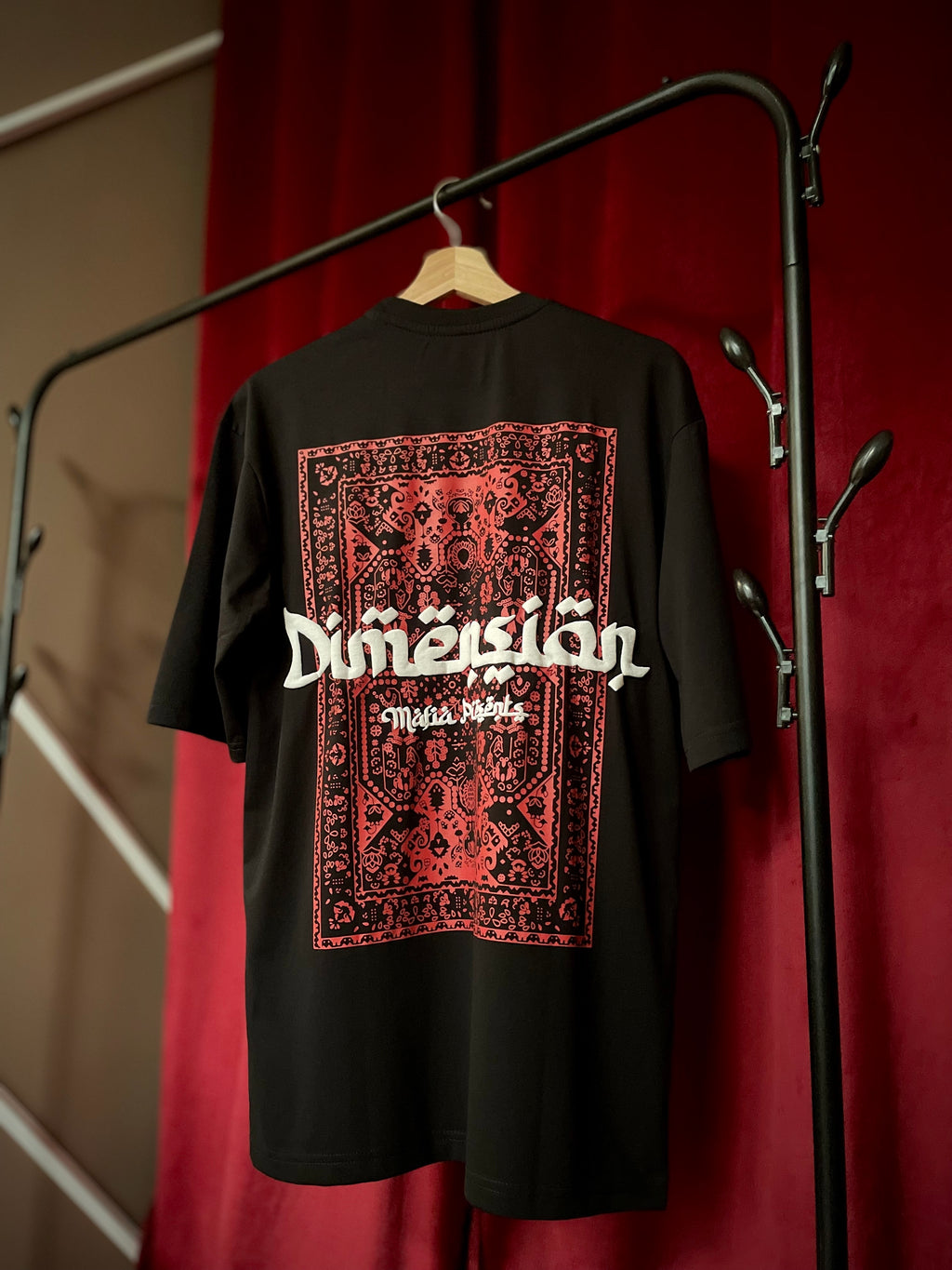 (Black) Dimension Graphic 3D Print Oversized Tee