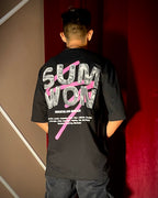 (Black) Los Angeles Graphic 3D Print Oversized Tee