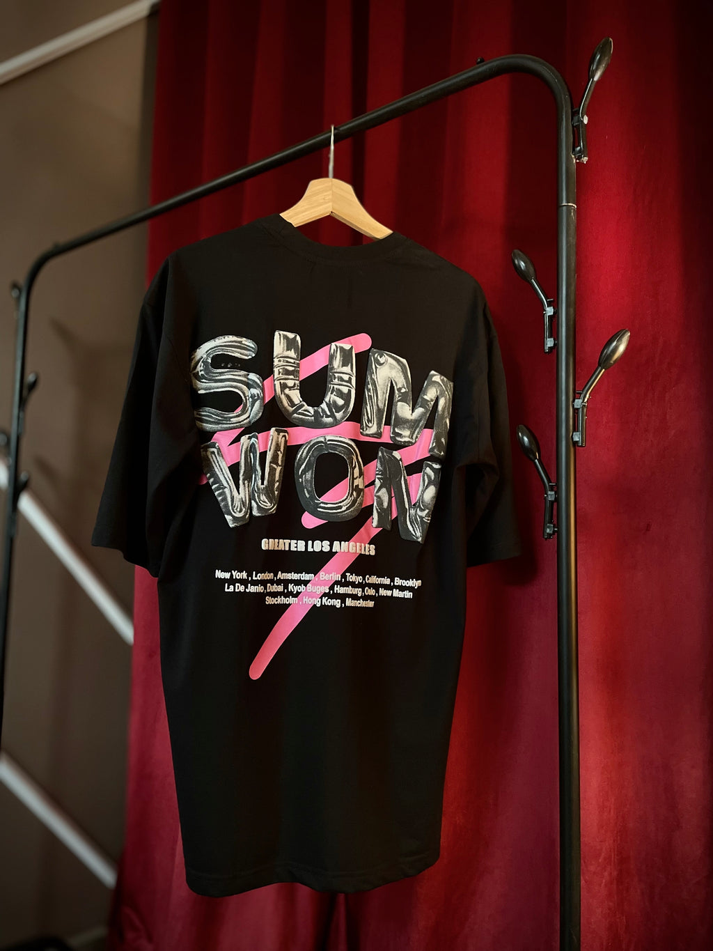 (Black) Los Angeles Graphic 3D Print Oversized Tee