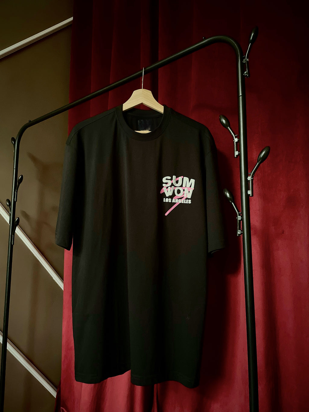 (Black) Los Angeles Graphic 3D Print Oversized Tee