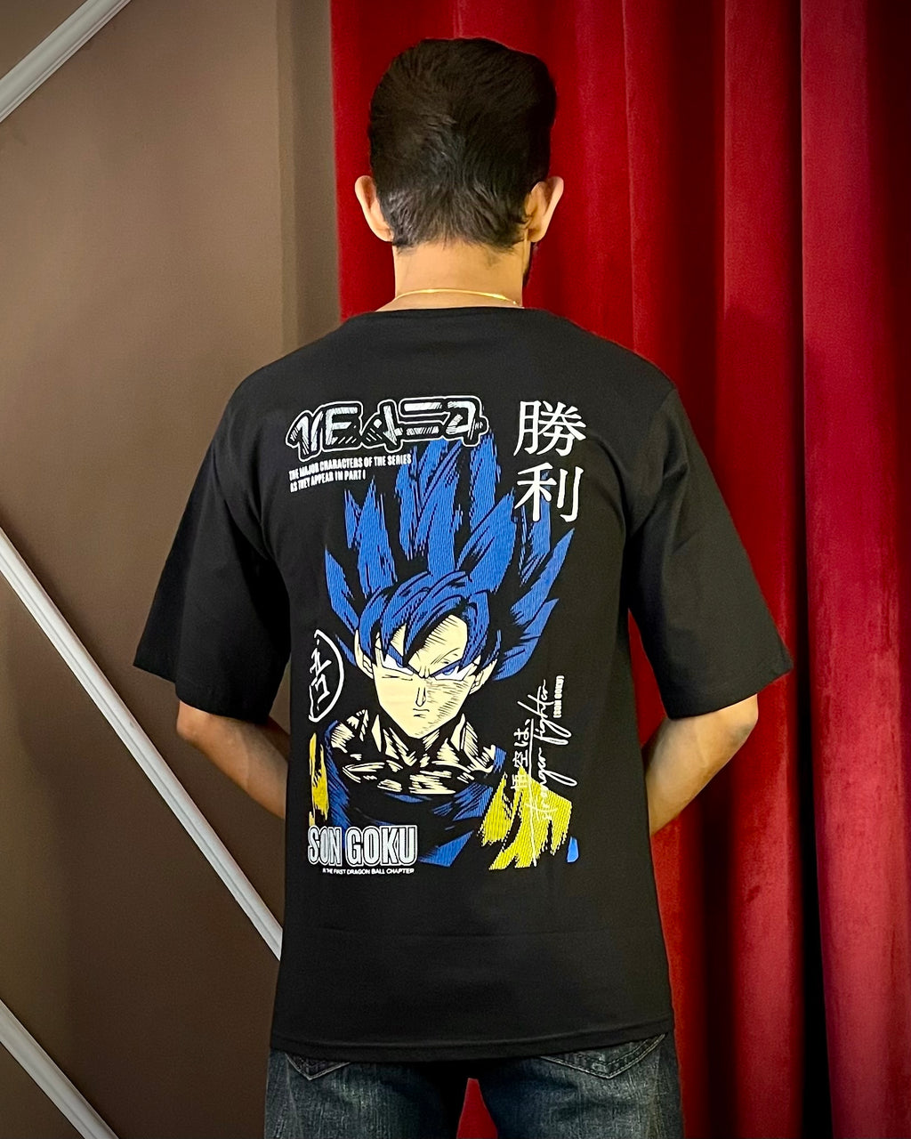 (Black) Anime Front-Back Graphic Oversized Tee