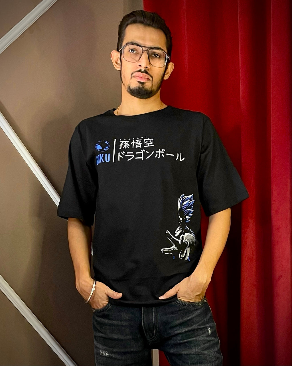 (Black) Anime Front-Back Graphic Oversized Tee