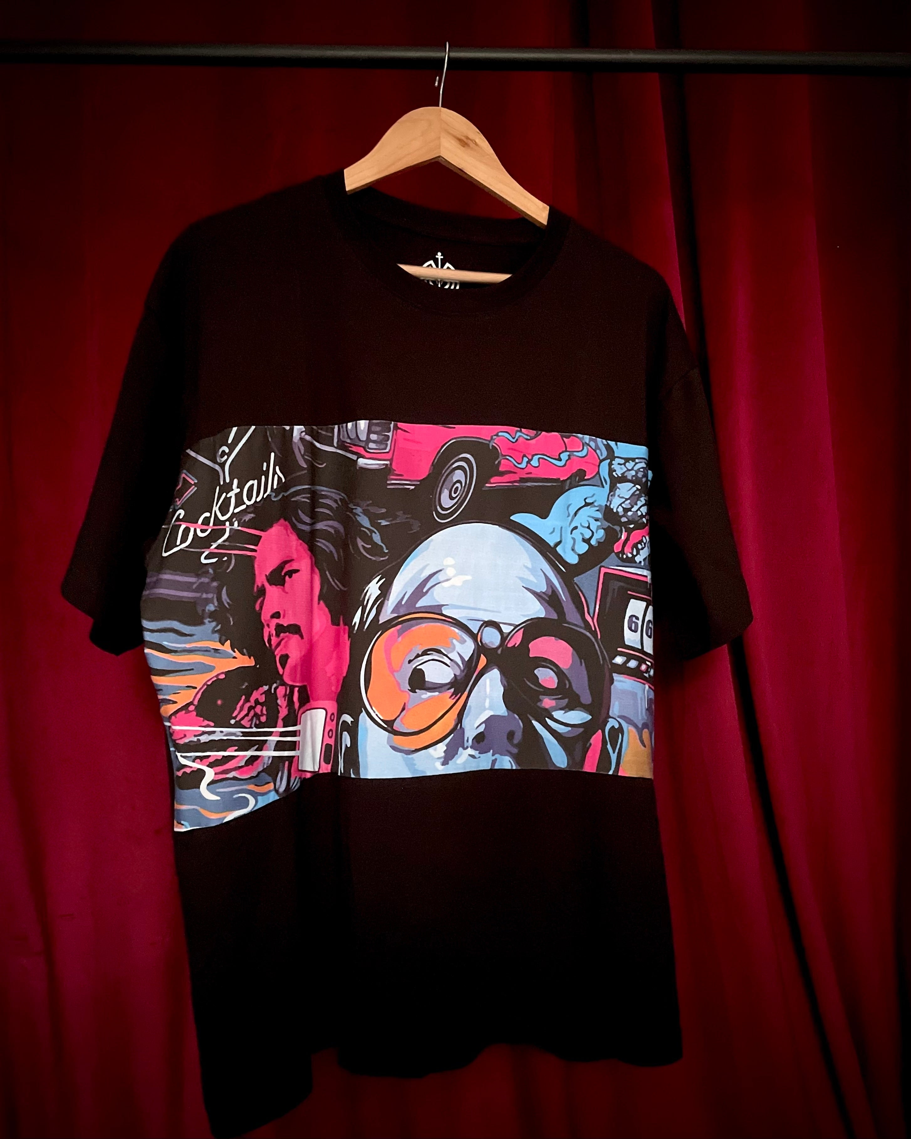 (Black) Cocktails & Dreams Front Graphic Oversized Tee