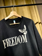 (Black) Freedom Bird Front-Back Graphic Oversized Tee
