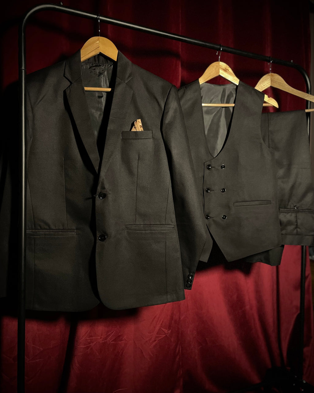 (Black) Solids 3-Piece Suit